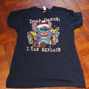STITCH dark blue Christmas T-shirt size XXL